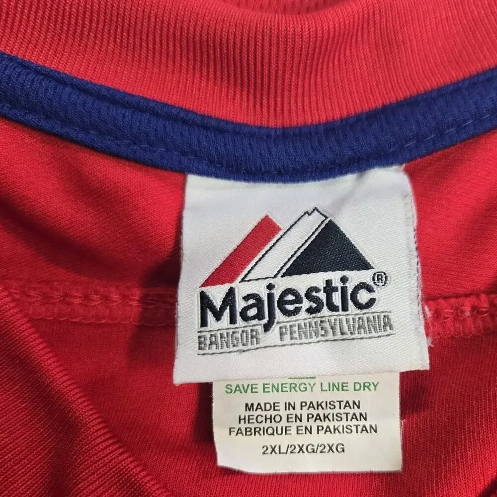 Majestic Texas Rangers MLB Baseball Jersey Red Blue Embroidered Men's Size 2XL